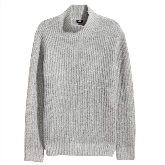 H&M Sweaters - H&M Knit Mock Turtleneck Sweater in Grey Melange